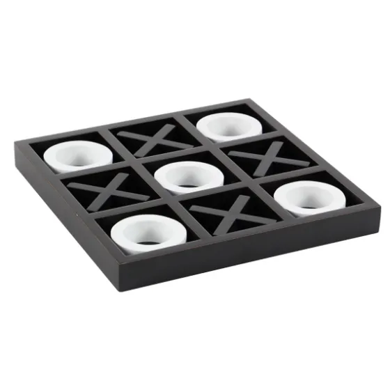 Matte Black And White Wooden Tic Tac Toe Board-Kirkland's Home Fashion