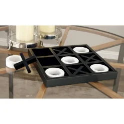 Matte Black And White Wooden Tic Tac Toe Board-Kirkland's Home Fashion