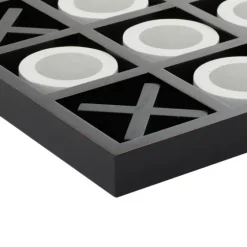 Matte Black And White Wooden Tic Tac Toe Board-Kirkland's Home Fashion