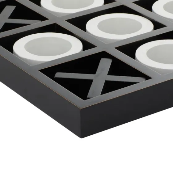 Matte Black And White Wooden Tic Tac Toe Board-Kirkland's Home Fashion