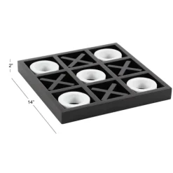 Matte Black And White Wooden Tic Tac Toe Board-Kirkland's Home Fashion