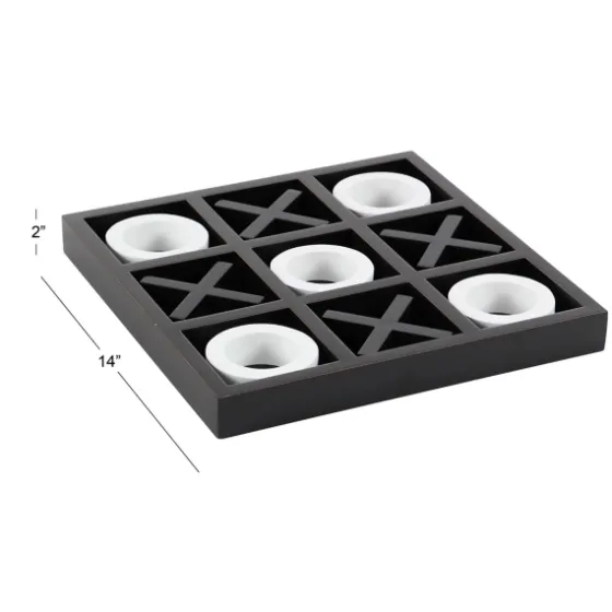 Matte Black And White Wooden Tic Tac Toe Board-Kirkland's Home Fashion