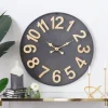 Matte Black Iron Wall Clock, 32 In.-Kirkland's Home Clearance