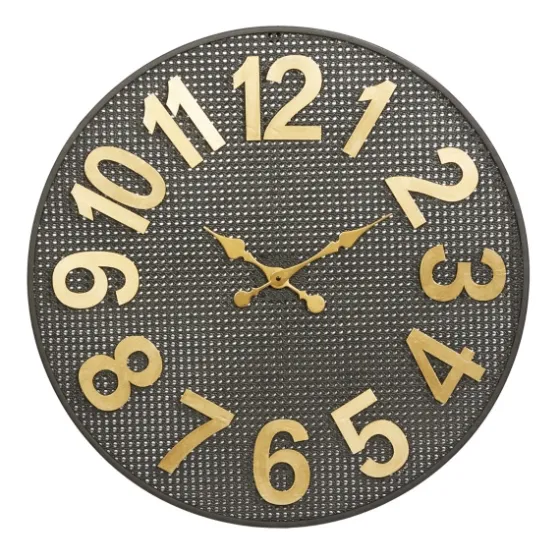 Matte Black Iron Wall Clock, 32 In.-Kirkland's Home Clearance