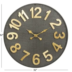 Matte Black Iron Wall Clock, 32 In.-Kirkland's Home Clearance