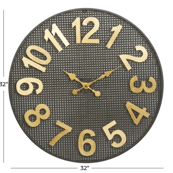 Matte Black Iron Wall Clock, 32 In.-Kirkland's Home Clearance