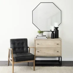 Matte Black Octagonal Wall Mirror-Kirkland's Home Hot