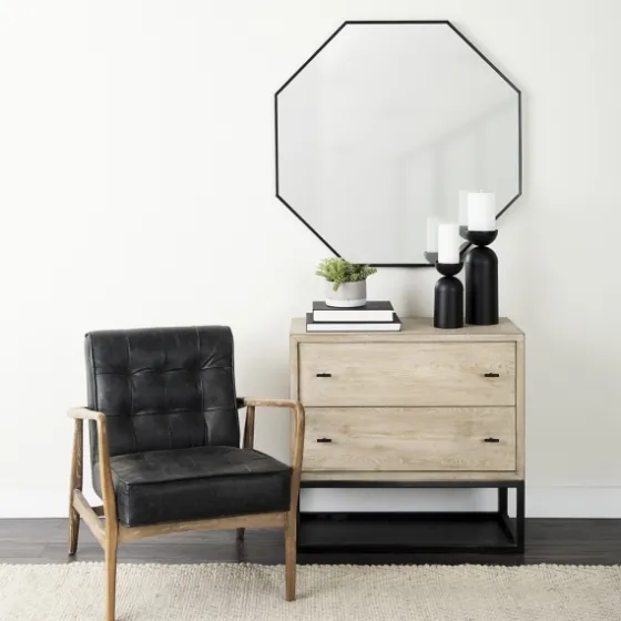 Matte Black Octagonal Wall Mirror-Kirkland's Home Hot