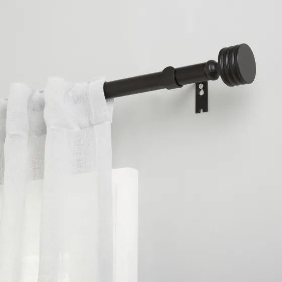Matte Black Stacked Cylinder Curtain Rod, 120 In.-Kirkland's Home Online