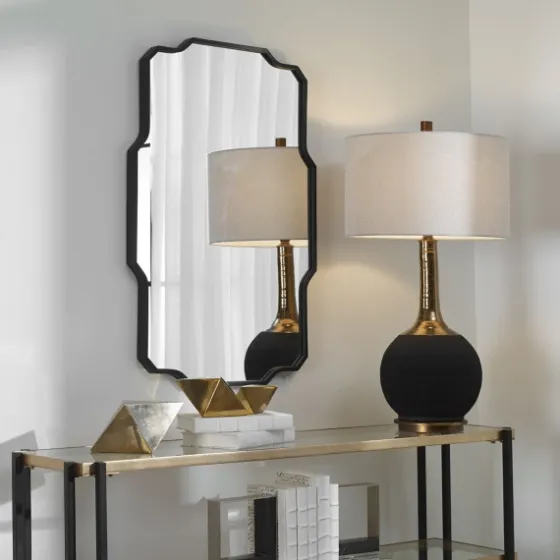 Matte Black Thin Linear Iron Frame Wall Mirror-Kirkland's Home New