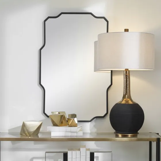 Matte Black Thin Linear Iron Frame Wall Mirror-Kirkland's Home New
