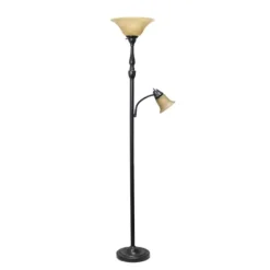 Matte Bronze And Amber Reading Arm Torchiere-Kirkland's Home Clearance
