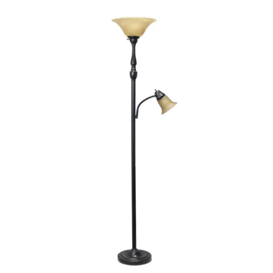 Matte Bronze And Amber Reading Arm Torchiere-Kirkland's Home Clearance