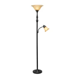 Matte Bronze And Amber Reading Arm Torchiere-Kirkland's Home Clearance