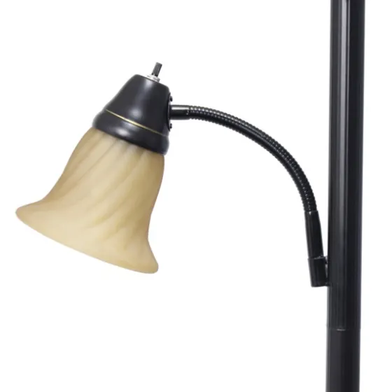 Matte Bronze And Amber Reading Arm Torchiere-Kirkland's Home Clearance