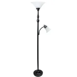 Matte Bronze And White Reading Arm Torchiere-Kirkland's Home Online