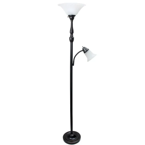 Matte Bronze And White Reading Arm Torchiere-Kirkland's Home Online