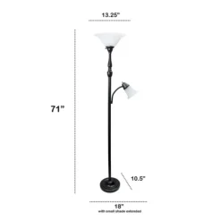 Matte Bronze And White Reading Arm Torchiere-Kirkland's Home Online