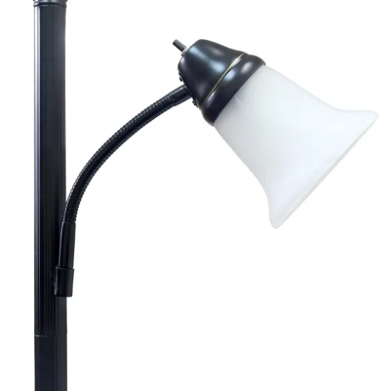 Matte Bronze And White Reading Arm Torchiere-Kirkland's Home Online