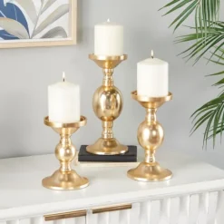 Matte Metal 3-Pc. Pillar Candle Holder Set-Kirkland's Home Hot