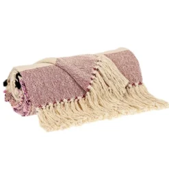 Mauve Chunky Stitch Cotton Throw-Kirkland's Home New