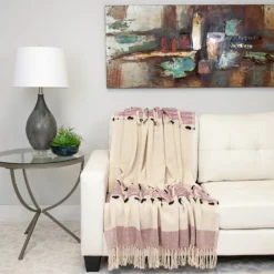 Mauve Chunky Stitch Cotton Throw-Kirkland's Home New