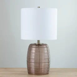 Mauve Ribbed Glass Table Lamp-Kirkland's Home Fashion