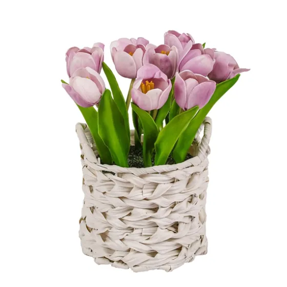 Mauve Tulip Arrangement In Basket-Kirkland's Home Cheap