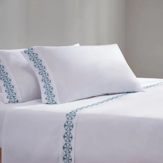 Medallion Hem Microfiber 4-Pc. Queen Sheet Set-Kirkland's Home Shop