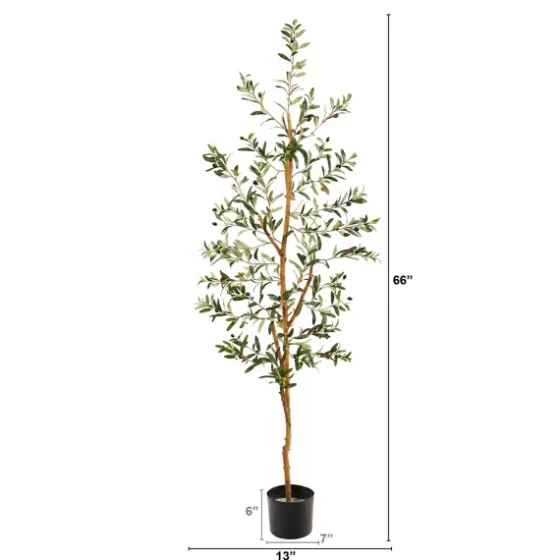 Mediterranean Olive Tree In Black Planter, 70 In.-Kirkland's Home Online