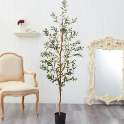 Mediterranean Olive Tree In Black Planter, 70 In.-Kirkland's Home Online