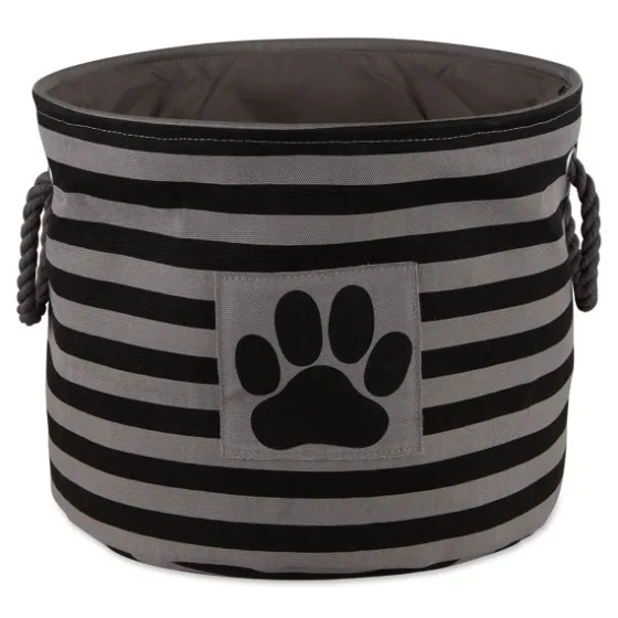 Medium Black Paw Patch Stripe Round Pet Basket-Kirkland's Home Best Sale