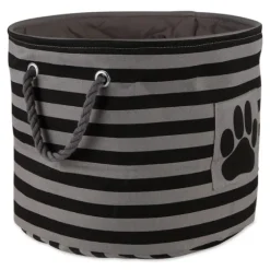 Medium Black Paw Patch Stripe Round Pet Basket-Kirkland's Home Best Sale