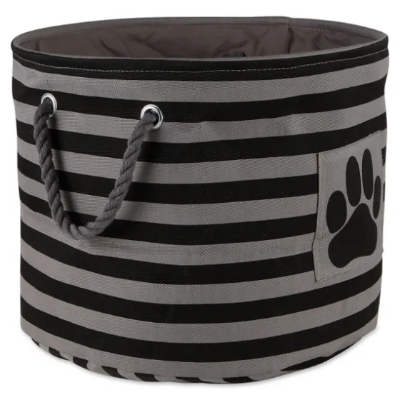 Medium Black Paw Patch Stripe Round Pet Basket-Kirkland's Home Best Sale