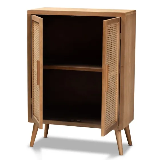 Medium Oak Rattan 2-Door Cabinet-Kirkland's Home Fashion