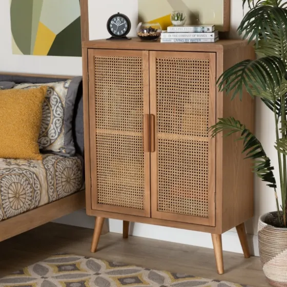 Medium Oak Rattan 2-Door Cabinet-Kirkland's Home Fashion