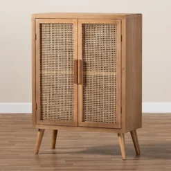 Medium Oak Rattan 2-Door Cabinet-Kirkland's Home Fashion