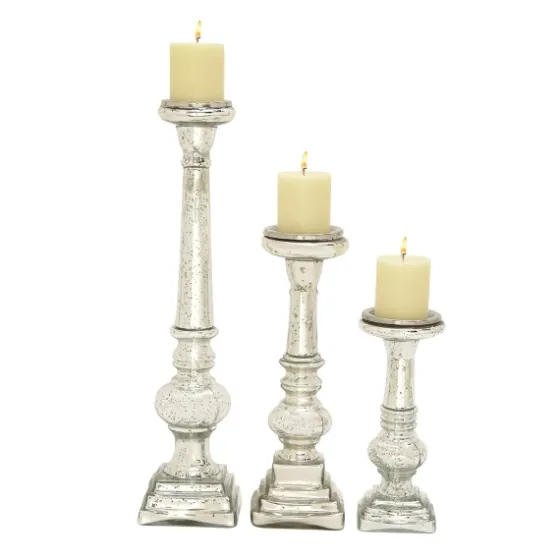 Mercury Glass Candle Holders, Set Of 3-Kirkland's Home Outlet