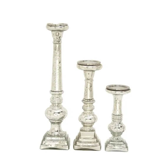 Mercury Glass Candle Holders, Set Of 3-Kirkland's Home Outlet
