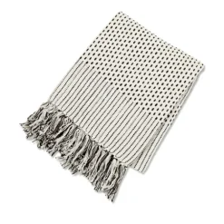 Merle Black And White Fringe Throw-Kirkland's Home Cheap