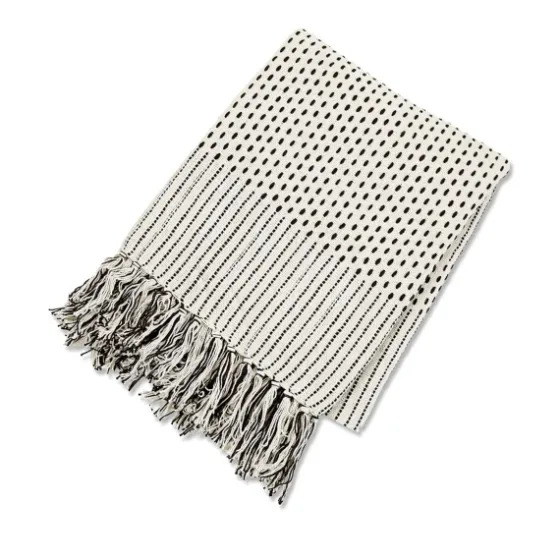 Merle Black And White Fringe Throw-Kirkland's Home Cheap