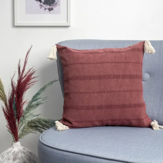Merlot Striped Organic Cotton Throw Pillow-Kirkland's Home Cheap