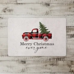 Merry Christmas Plaid Truck And Tree Floor Mat-Kirkland's Home Discount