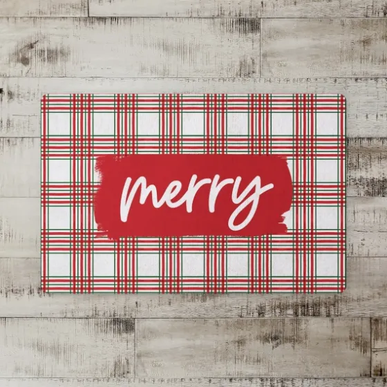 Merry Plaid Christmas Kitchen Mat-Kirkland's Home Store