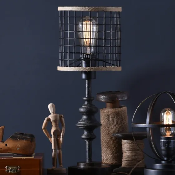 Metal And Burlap Edison Lamp-Kirkland's Home Fashion