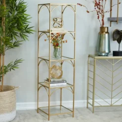 Metal And Clear Glass 4-Tier Shelf-Kirkland's Home Outlet