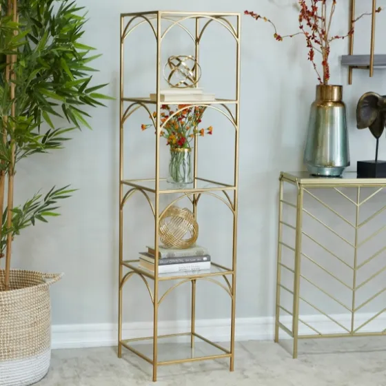 Metal And Clear Glass 4-Tier Shelf-Kirkland's Home Outlet