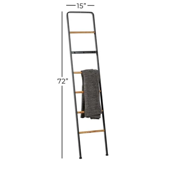 Metal And Fir Wood Leaning Ladder With Hooks-Kirkland's Home Discount