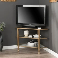 Metal And Glass Corner Tv Stand-Kirkland's Home Flash Sale