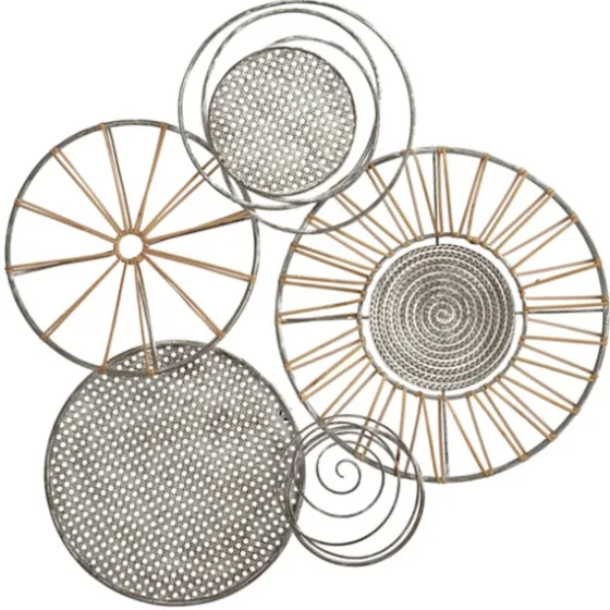 Metal And Rattan Cord Discs Wall Sculpture-Kirkland's Home Outlet